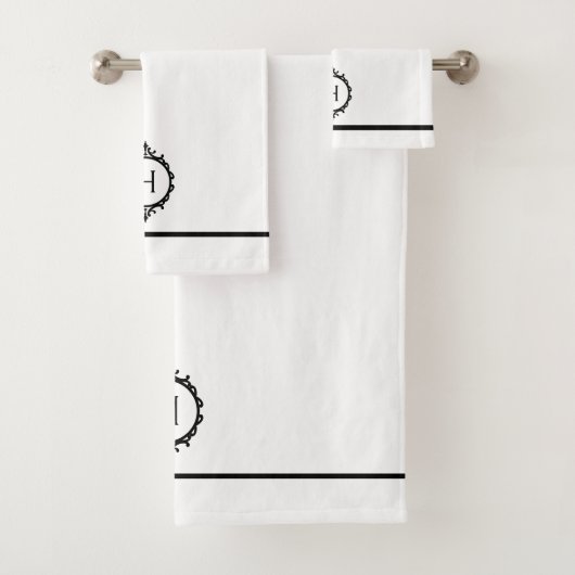 Chelsea zwart-wit monogram bad handdoek (Insitu)