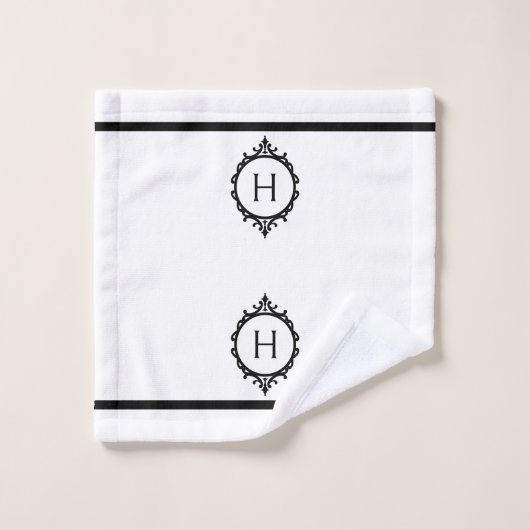 Chelsea zwart-wit monogram bad handdoek (Wasdoekje)