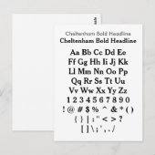 Cheltenham Bold Headline - Zazzle Font Sampler Briefkaart (Voorkant / Achterkant)