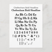 Cheltenham Bold Headline - Zazzle Font Sampler Briefkaart (Voorkant)