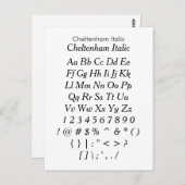Cheltenham Italic - Zazzle Font voorbeeldvel Briefkaart (Voorkant / Achterkant)
