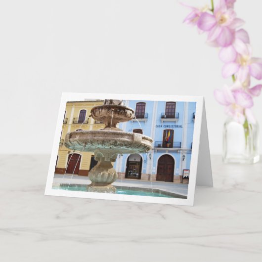 Chelva Plaza Fountain Portrait, Valencia, Spaans Kaart (Orchidee)