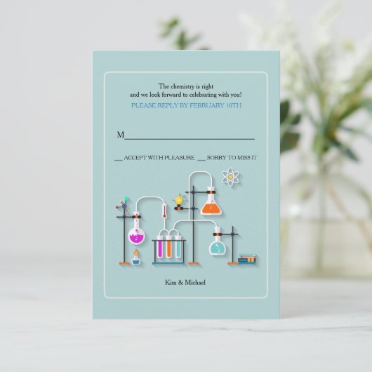 Chemibisch Lab Reply Cards RSVP Kaartje (Staand voorkant)