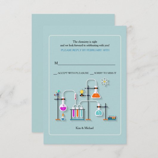 Chemibisch Lab Reply Cards RSVP Kaartje (Voorkant / Achterkant)
