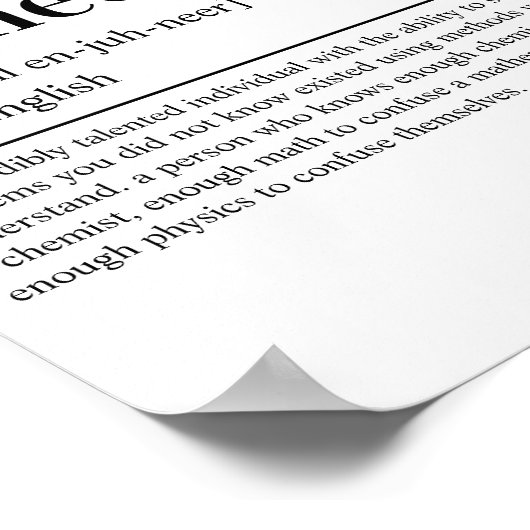 Chemical Engineer Definition Funny Engineering Poster (Hoek)