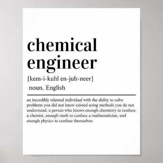 Chemical Engineer Definition Funny Engineering Poster (Voorkant)