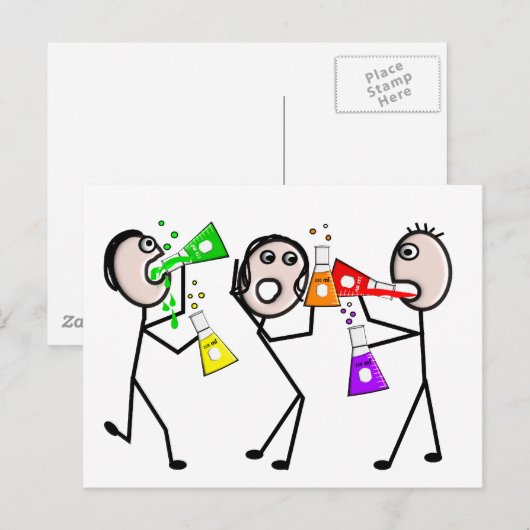 Chemicaliën/scheikundigen Stick People Gifts Briefkaart (Voorkant / Achterkant)