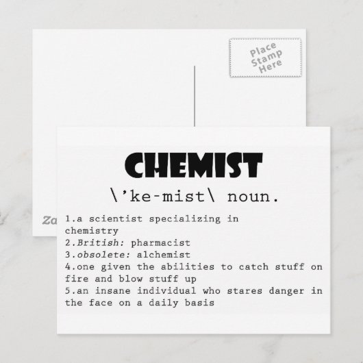 Chemicaliëndefinitie Briefkaart (Voorkant / Achterkant)
