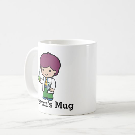 Chemicaliënfles en testbuizen koffiemok (Voorkant links)