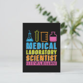 Chemicaliëntechnicus van het laboratorium voor tec feestdagenkaart (Staand voorkant)