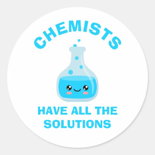 Chemici hebben alle oplossingen ronde sticker (Voorkant)