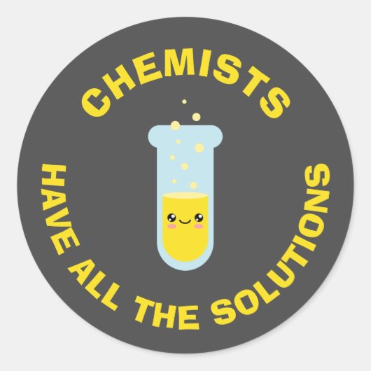 Chemici hebben alle oplossingen ronde sticker (Voorkant)