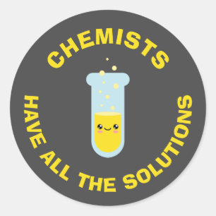 Chemici hebben alle oplossingen ronde sticker