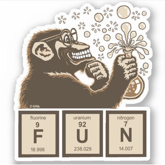 Chemie aap ontdekte plezier sticker (Voorkant)