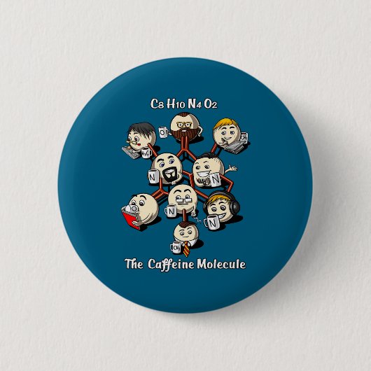 Chemie cafeïne molecule grappige wetenschap geek k ronde button 5,7 cm (Voorkant)
