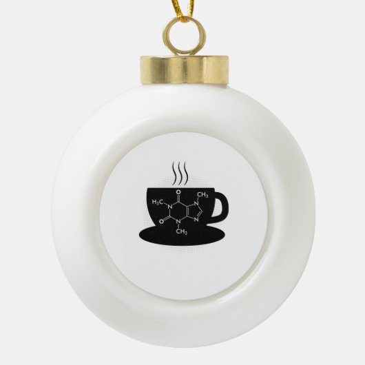 Chemie cafeïne molecule keramische bal ornament (Voorkant)