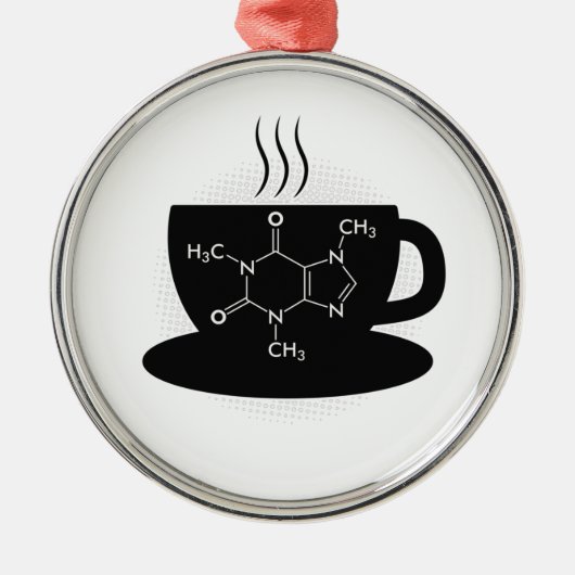 Chemie cafeïne molecule metalen ornament (Voorkant)
