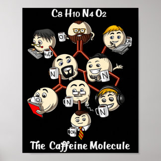Chemie cafeïne molecuul grappige wetenschap geek k poster