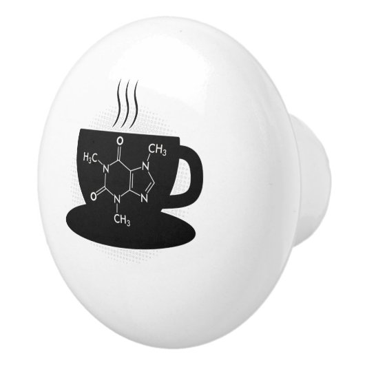 Chemie Caffeine Molecule Keramische Knop (Rechts)