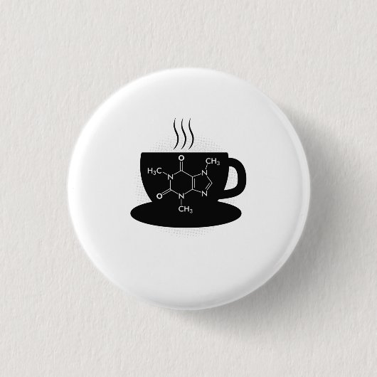 Chemie Caffeine Molecule Ronde Button 3,2 Cm (Voorkant)