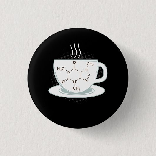 Chemie Caffeine Molecule Ronde Button 3,2 Cm (Voorkant)