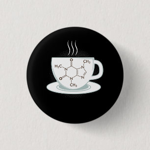 Chemie Caffeine Molecule Ronde Button 3,2 Cm