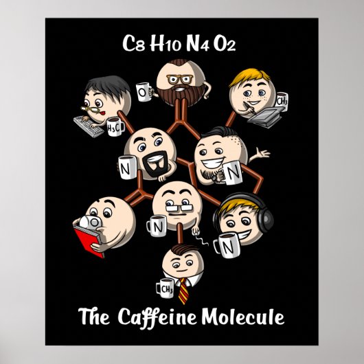 Chemie Caffeine Molecule Science Coffee Geek Poster (Voorkant)