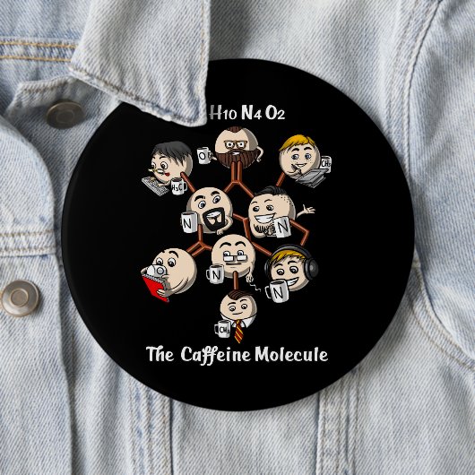 Chemie Caffeine Molecule Science Coffee Geek Ronde Button 6,0 Cm (In situ)