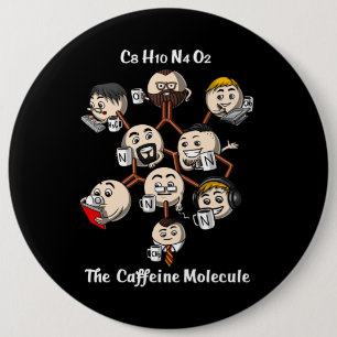 Chemie Caffeine Molecule Science Coffee Geek Ronde Button 6,0 Cm