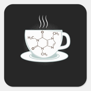 Chemie Caffeine Molecule Vierkante Sticker