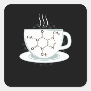 Chemie Caffeine Molecule Vierkante Sticker