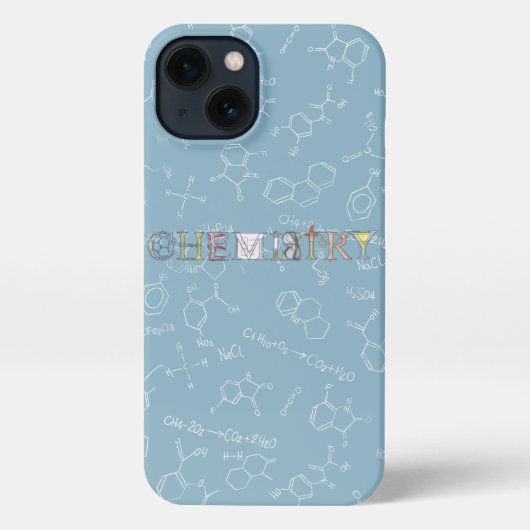 Chemie diagram en typografie blauw iPhone hoesje (Achterkant)