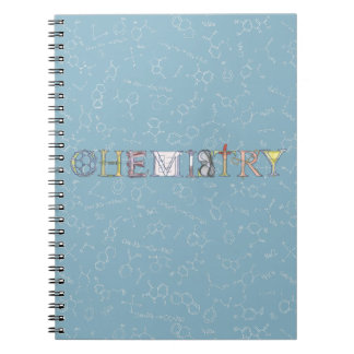 Chemie diagram en typografie blauw notitieboek