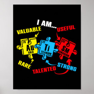 Chemie Elementen Periodiek Systeem Puzzel Autisme  Poster