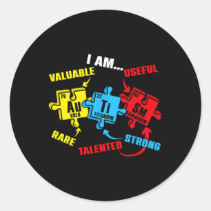 Chemie Elementen Periodiek Tafel Puzzel Autisme Aw Ronde Sticker