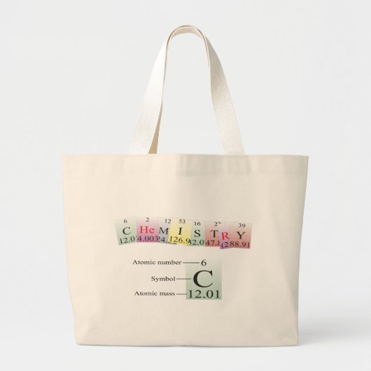 Chemie, gespeld met elementen grote tote bag (Voorkant)