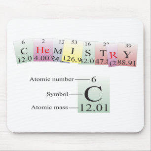 Chemie, gespeld met elementen muismat