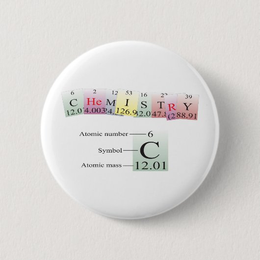 Chemie, gespeld met elementen ronde button 5,7 cm (Voorkant)