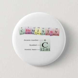 Chemie, gespeld met elementen ronde button 5,7 cm