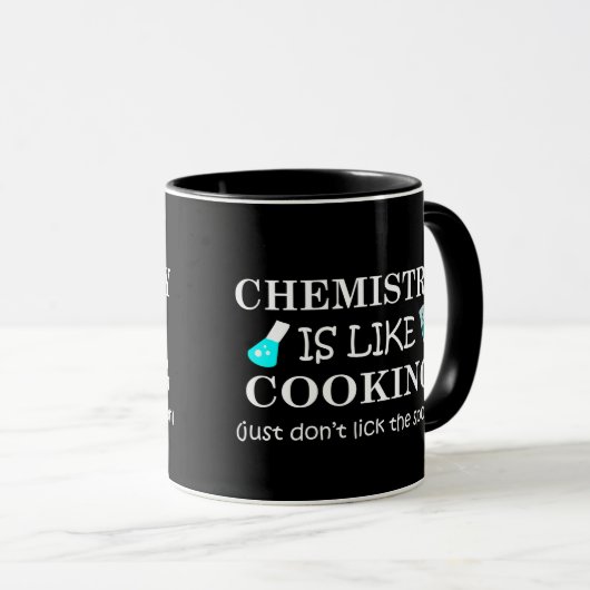 Chemie is als koken niet likken op de lepel mok (Voorkant rechts)