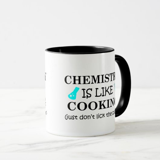 Chemie is als koken niet likken op de lepel mok (Voorkant rechts)