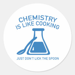 Chemie is als koken ronde sticker