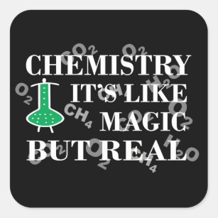 chemie is als magie maar echt vierkante sticker