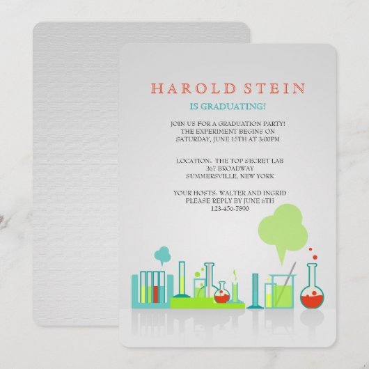 Chemie Lab Afstuderen uitnodiging (Voorkant / Achterkant)