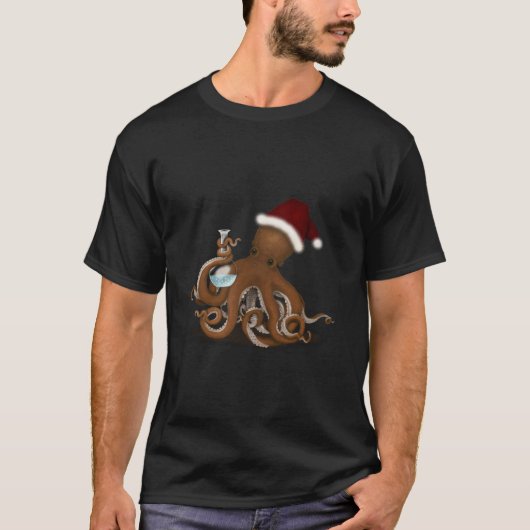 Chemie Octopus in Santa Hat Steampunk Kerstmis T-shirt (Voorkant)