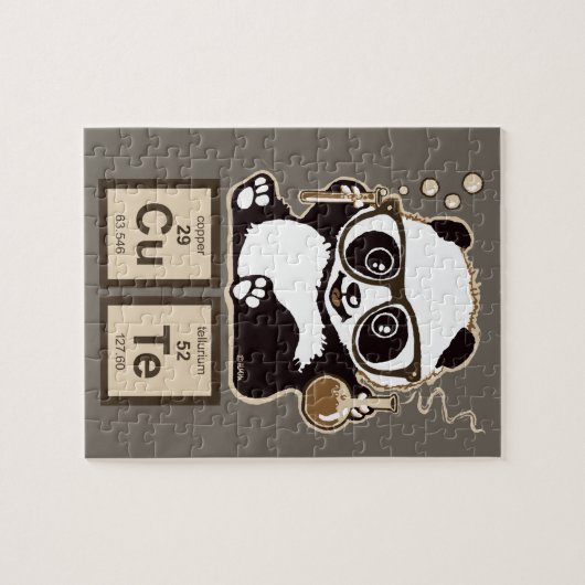 Chemie panda ontdekte schattig legpuzzel (Horizontaal)