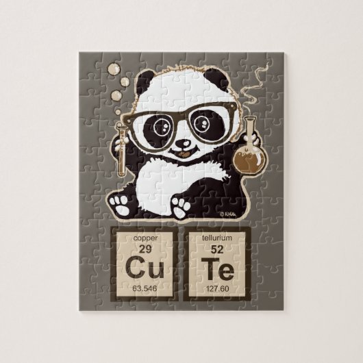 Chemie panda ontdekte schattig legpuzzel (Verticaal)