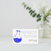 Chemie Privé Tutor Blauwe Kolf Schets Wit Visitekaartje (Staand voorkant)