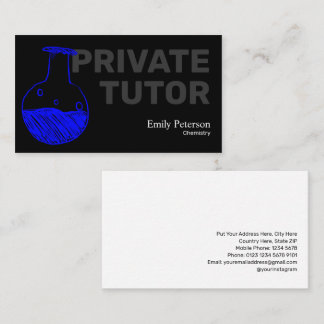 Chemie Privé Tutor Blue Flask Sketch Zwart Visitekaartje