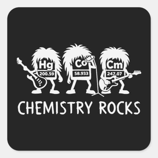 Chemie Rocks Science Rockband Vierkante Sticker (Voorkant)